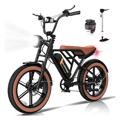 (Black-Orange) COLORWAY Adult Electric Bikes,20*4.0 Inch Fat Tire Mountain E bike,250W Motor and