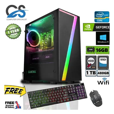 (1TB HDD, 16GB) Gaming Budle Core i7 1TB 480GB SSD 16GB GT730 W10