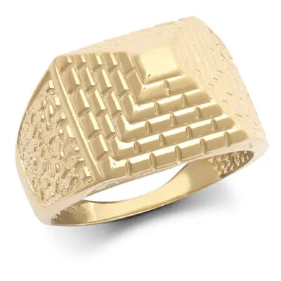 (J) Jewelco London Kids Solid 9ct Yellow Gold Egyptian Pyramid 10mm Signet Ring - JBR035