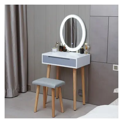 (Oval 4) Vanity Table Set LED Mirror Makeup Dressing Table