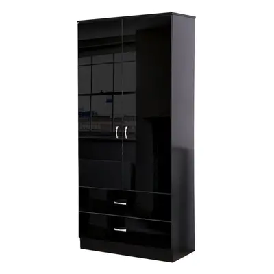 (Black) High Gloss Door Drawer Combination Wardrobe