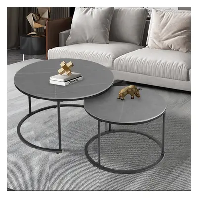 Modern Nesting Coffee Table Set of Marble Look Coffee Table Set Grey