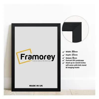 (120x80 CM) Ash black Picture Frame / Wall Art Photo Frames / Flat Wooden Effect Poster Frame / 