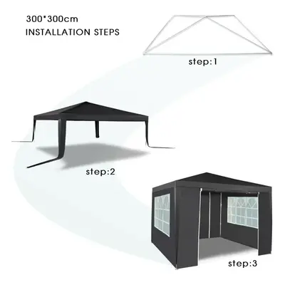 (Grey) 3x3m Joint Gazebo with Side Panels and Clip Party Tent Marquee