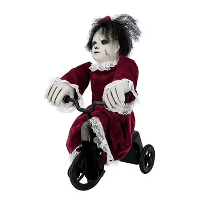 Angry Mathilde On Bicycle Halloween Animated Prop Decoration 35cm