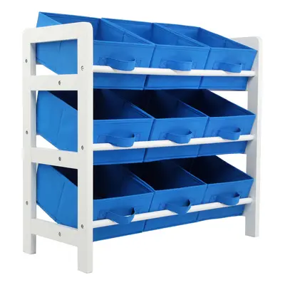 (Blue) Charles Jacobs Tier Toy Storage Boxes Drawers Childrens Shelf Kids Bedroom