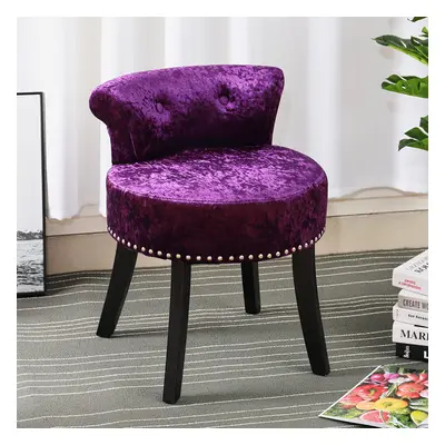 (Dark Purple) Crushed Velvet Vanity Stool | Dressing Table Chair