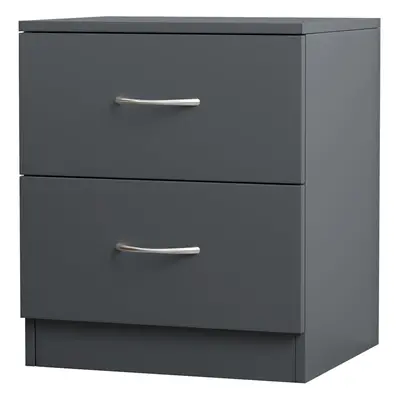 (2 Drawer-With Metal Handles, Grey) NRG Chest of Drawers With Metal Handles Bedroom Furniture St