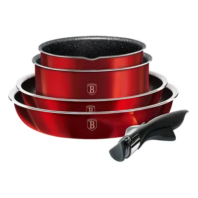 (Burgundy) Berlinger Haus 9Pc Space Saving Pots and Pans Set