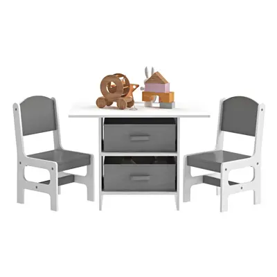 Kids Table and Chairs Set Storage Children Learning Dining Activity