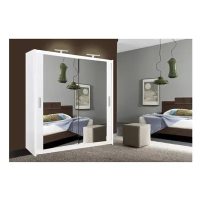 (White, 150cm) Milan Double Sliding Door Wardrobe With LED