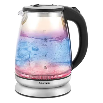 Salter Glass Cordless Electric Kettle Iridescent Colour Changing Blue Red 1.7L