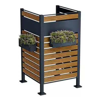 (Basic Unit) Wheelie Bin Cover Wood Effect Slats