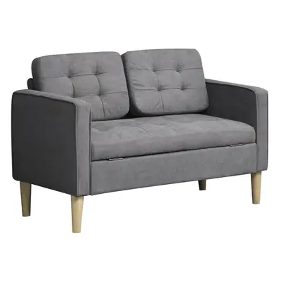 HOMCOM Compact Seater Sofa with Hidden Storage and Rubberwood Legs Grey