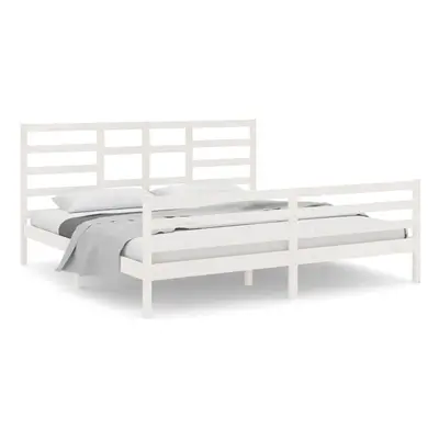 (white, x cm) vidaXL Bed Frame Bed Base Bedstead Bedroom Mattress Foundation Solid Wood