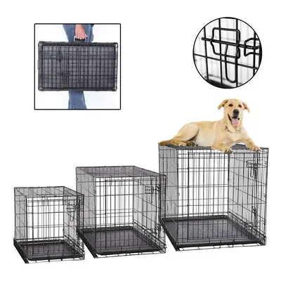 (36inch, Black) Dog Crate Puppy Pet Cage Carrier Folding 2-Doors