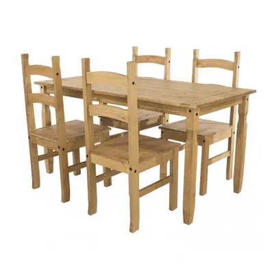 (118cm) Home Source Corona Solid Pine Dining Table and Chairs Set