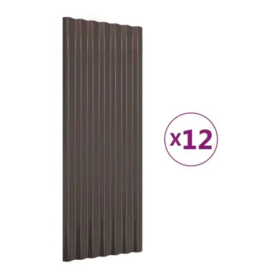 (brown, x cm) vidaXL 12/36x Roof Panels Powder-coated Steel Corrugated Multi Colours/Sizes