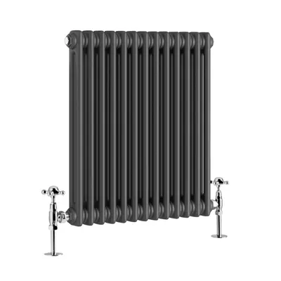 (600 x 605mm Double, Anthracite) PlumbGalaxy Traditional-Style Cast Iron Radiator