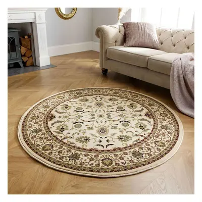 (KENDRA 137W Cream, 150x150cm : Circle) Luxury Traditional Rugs Small Extra Large Hallway Runner