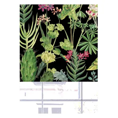 (120 cm Width x cm Drop, Black) Lister Cartwright Tropical Plants Design Blackout Roller Blinds 