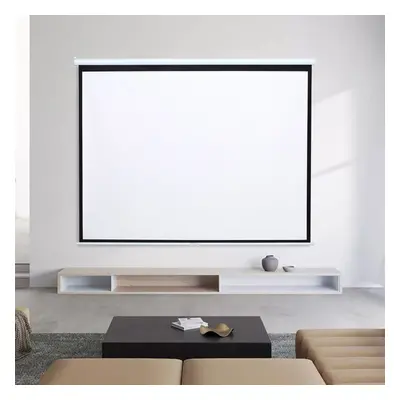 (100 in) Projector Screen Manual Pull Down Wall Mounted Matt White Home Cinema