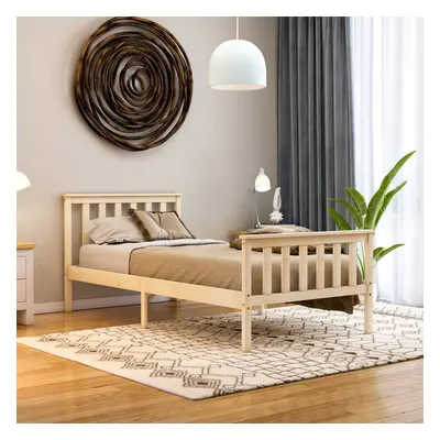 (Single, Pine) Milan Wood Bed Frame High Foot Solid Pine Slatted