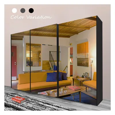 (Black, 250cm) Etna Full Sliding Mirror Door Wardrobe