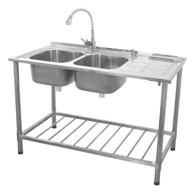 (Right Hand Drainer) KuKoo Catering Sink | Double Bowl Stainless Steel Commercial Sink