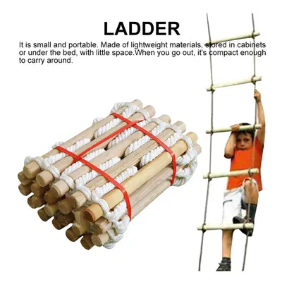 (3M) 3M/5M Rope Ladder with Wooden Rungs Rescue Soft Rope Outdoor Garden Tree House Climbing Fra