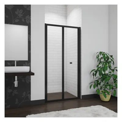 (700mm) Matt Black Bi Fold Shower Enclosure Shower Door