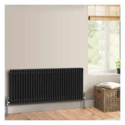 (600 x 1460mm - Double) Warmehaus Traditional Cast Iron Style Black Radiator Perfect for Bathroo