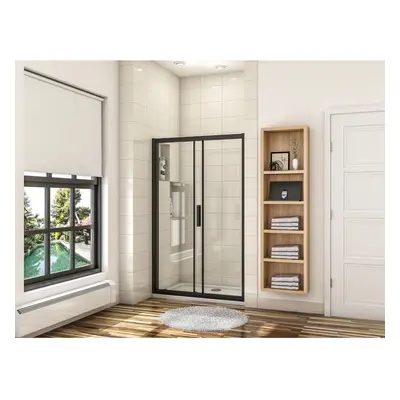 (1200mm) Black Frame Sliding Shower Door Enclosure Glass