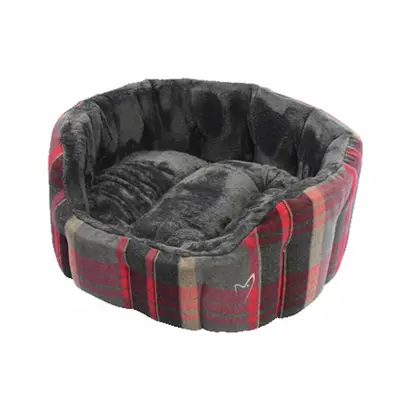 (Medium) Gor Pets Camden Deluxe Bed Red Check-walls 8cm Thick With Removable Cushion