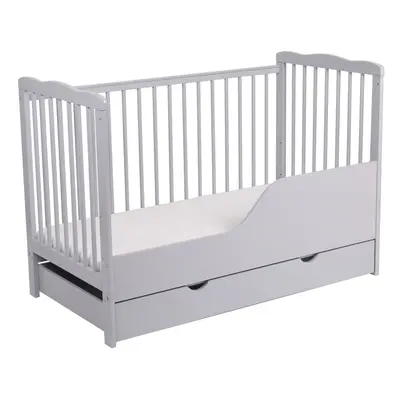 (Grey) MCC BABY COT BED Brooklyn Baby Cot Crib with Water Repellent Mattress & Wheeled Drawer