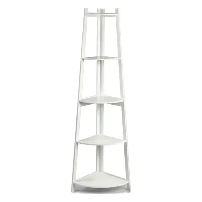 (White) Charles Jacobs Corner Ladder Shelf Bookcase Display Storage Unit