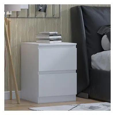 (Matt White) Bedside Table Drawer Matt Nightstand