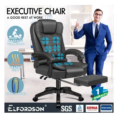 (Elias-Grey) ELFORDSON Massage Office Chair Executive Gaming Chairs Heated Computer Seat