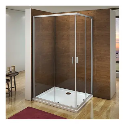 ( Rectangle 900x760mm) Corner Entry Shower Enclosure Walk In Sliding Door Glass Cubicle