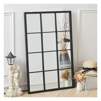 (Black - 60*90*2cm) Classic Window Mirror Metal Framed Wall Mirror