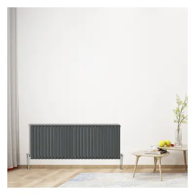 (Horizontal 600x1593mm - Double) NRG Oval Column Designer Radiator Bathroom Central Heating Anth