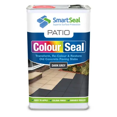 (Dark Grey, Litres) Smartseal - Patio ColourSeal - Seal & Restore Old Concrete Paving Slabs - Su