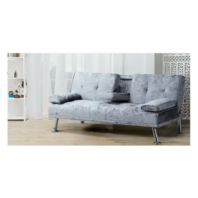 (Steel) COMFY-LIVING Verona Crushed Velvet Sofa Bed