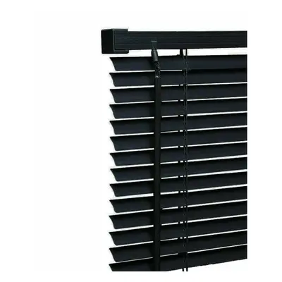 (195cm X 150cm With Metal Headrail) Black PVC Venetian Trimmable Window Blinds