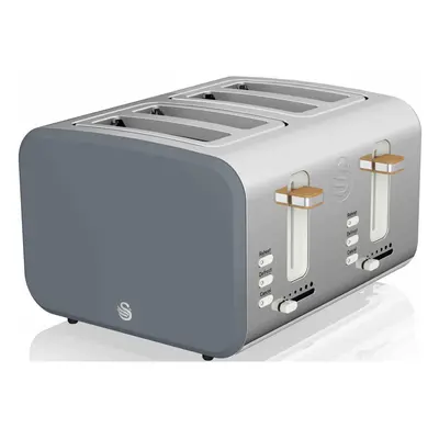 (Swan Slice Nordic Style Toaster Grey) Swan ST14620WHTN Nordic 4-Slice Toaster with Defrost/Rehe