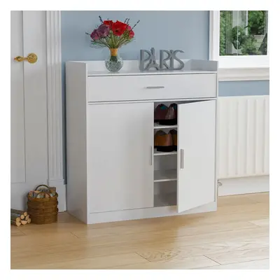 (White) Dalby Door Drawer Shoe Cabinet Hallway Storage