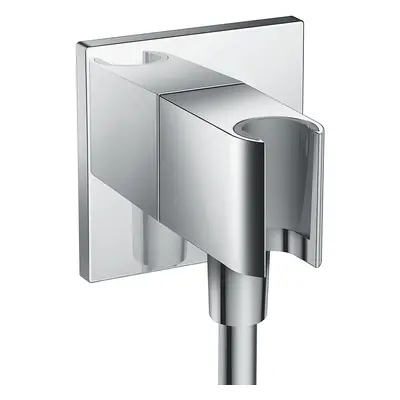 hansgrohe Fixfit hand shower holder, wall outlet hose connection, square, chrome