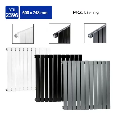 (Black, 600x748 mm Single) MCC Radiator Horizontal Vertical Designer Flat Panel Central Heating 