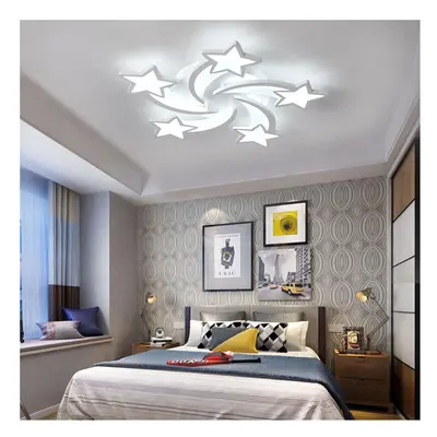 (5 Heads-Cool White) Modern LED Ceiling Light White Star Chandelier