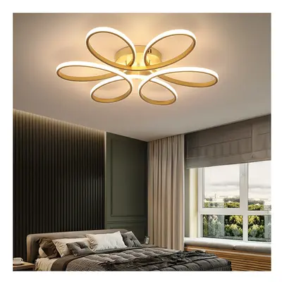 (Gold, 74cm-Dimmable) Modern LED Ceiling Light Chandelier Lamp Flower Shape